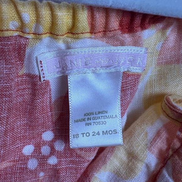 Janie and Jack Linen Sundress Orange Yellow Floral Tiered 18-24 Months - Picture 7 of 8